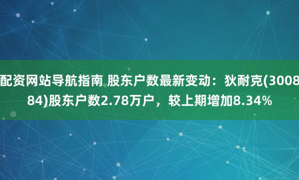 配资网站导航指南 股东户数最新变动：狄耐克(300884)股东户数2.78万户，较上期增加8.34%